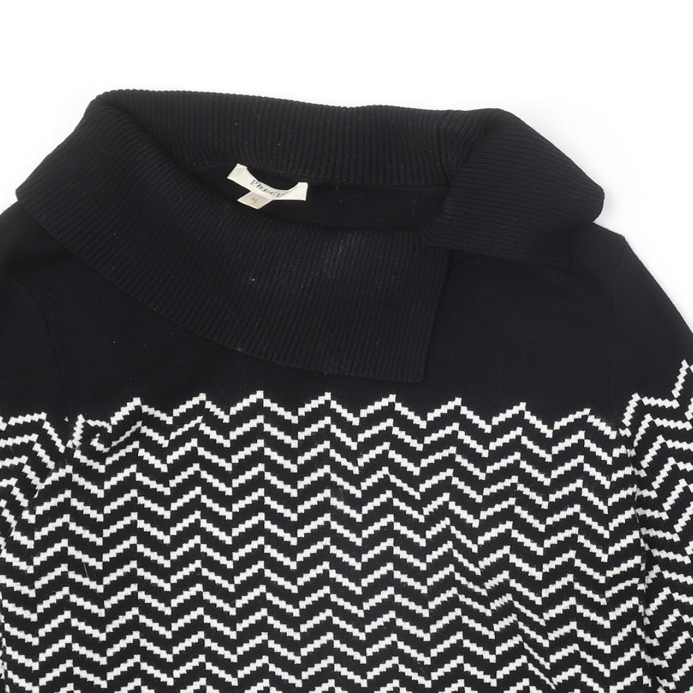 Precis Womens Black Roll Neck Geometric Viscose Pullover Jumper Size M