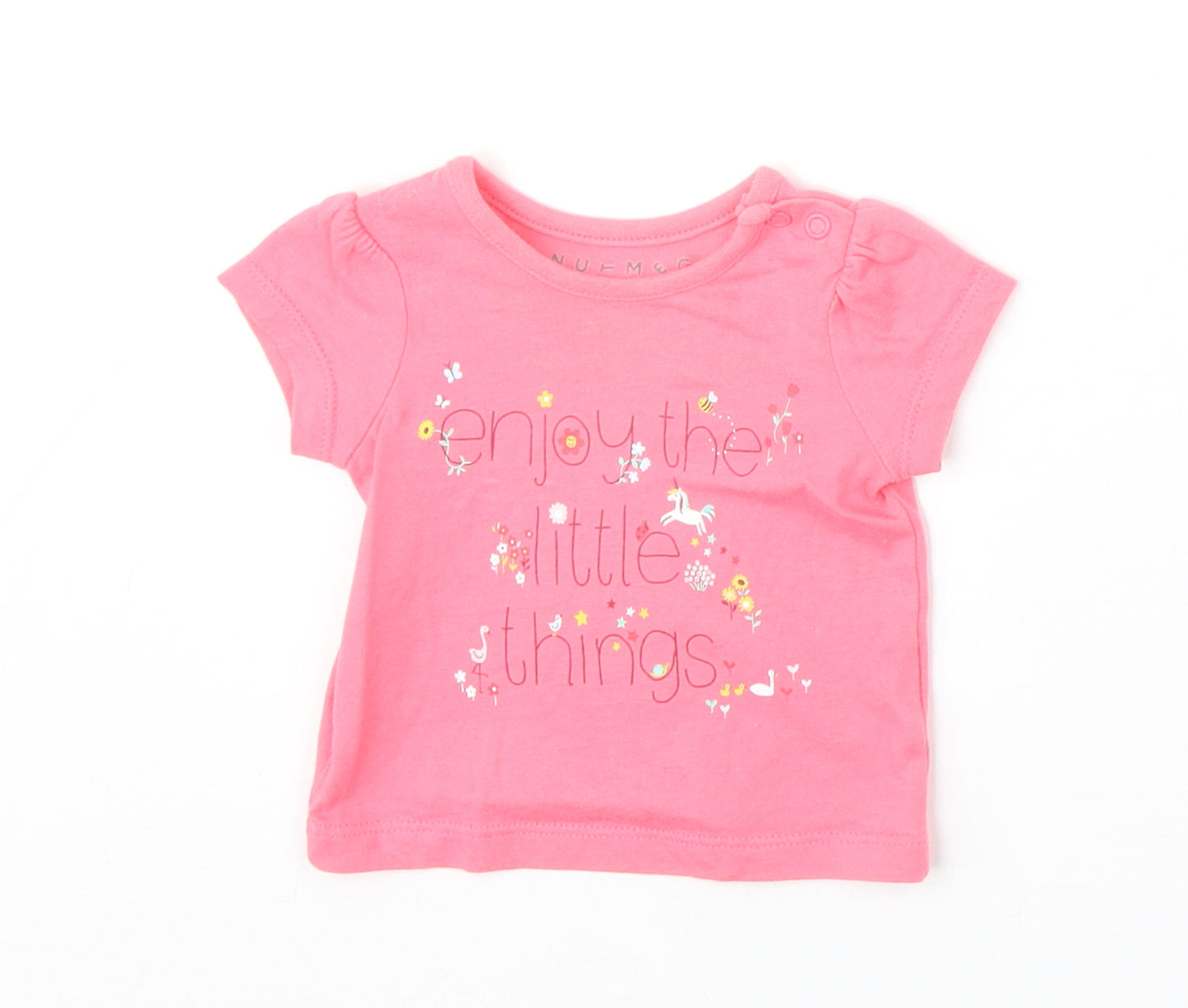 Nutmeg Girls Pink 100% Cotton Pullover T-Shirt Size Newborn Boat Neck Snap - Enjoy the Little Things