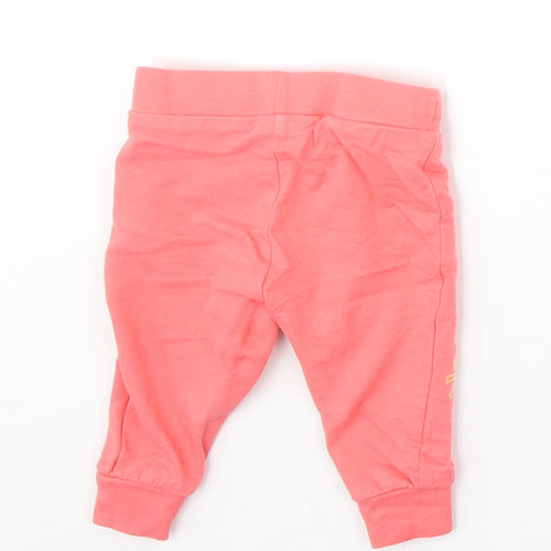 F&F Girls Pink Cotton Jogger Trousers Size 0-3 Months Pullover