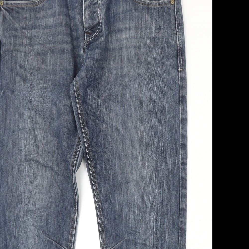 Crosshatch Mens Black Cotton Straight Jeans Size 34 in Regular Zip