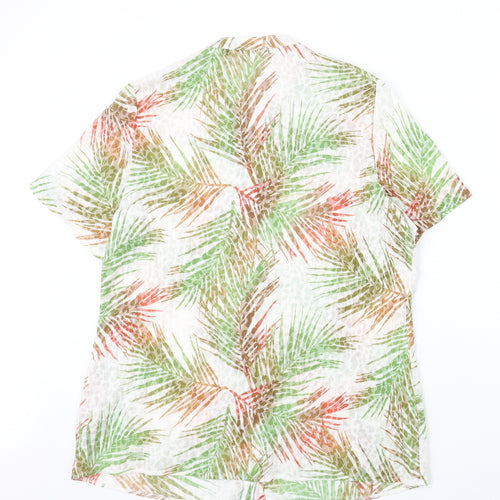 EWM Womens Multicoloured Geometric Polyester Basic Blouse Size 14 V-Neck - Leaf Print