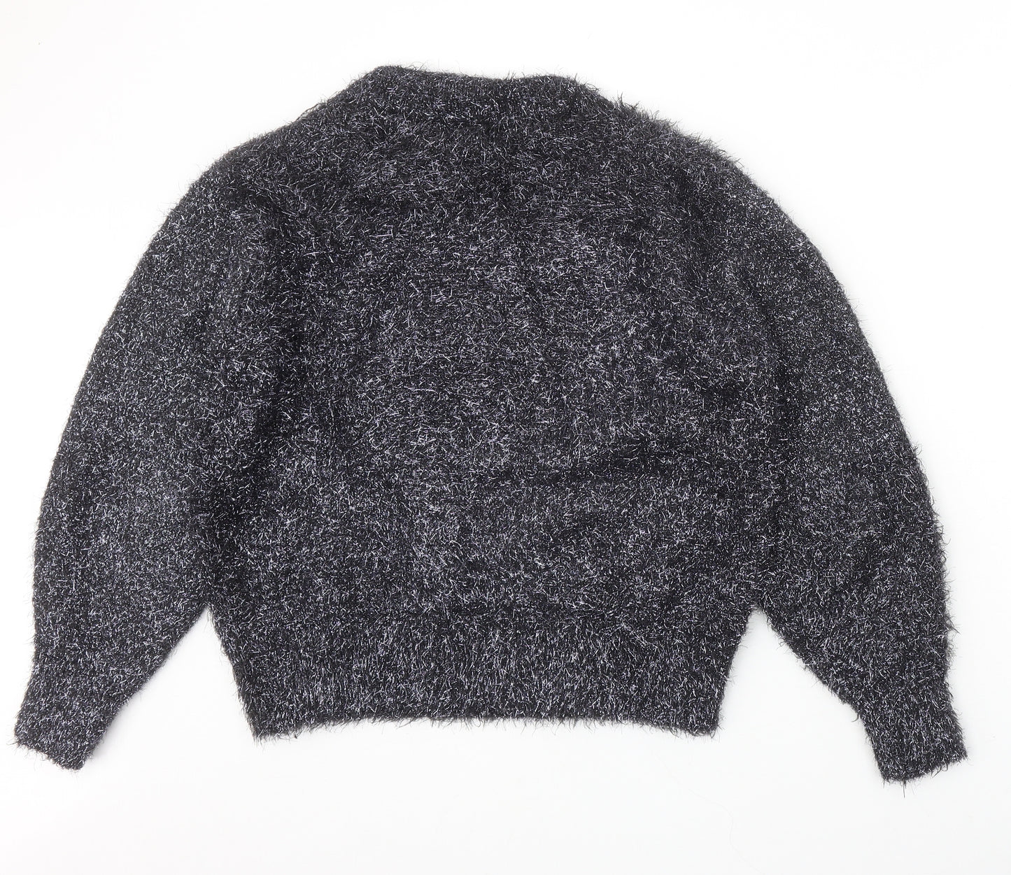 H&M Womens Black Round Neck Polyester Pullover Jumper Size XS