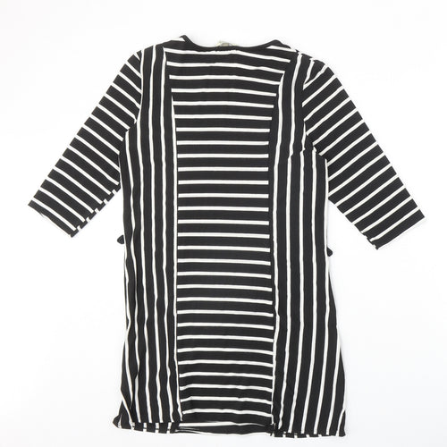 Papaya Womens Black Striped Polyester Shift Size 10 Scoop Neck Pullover