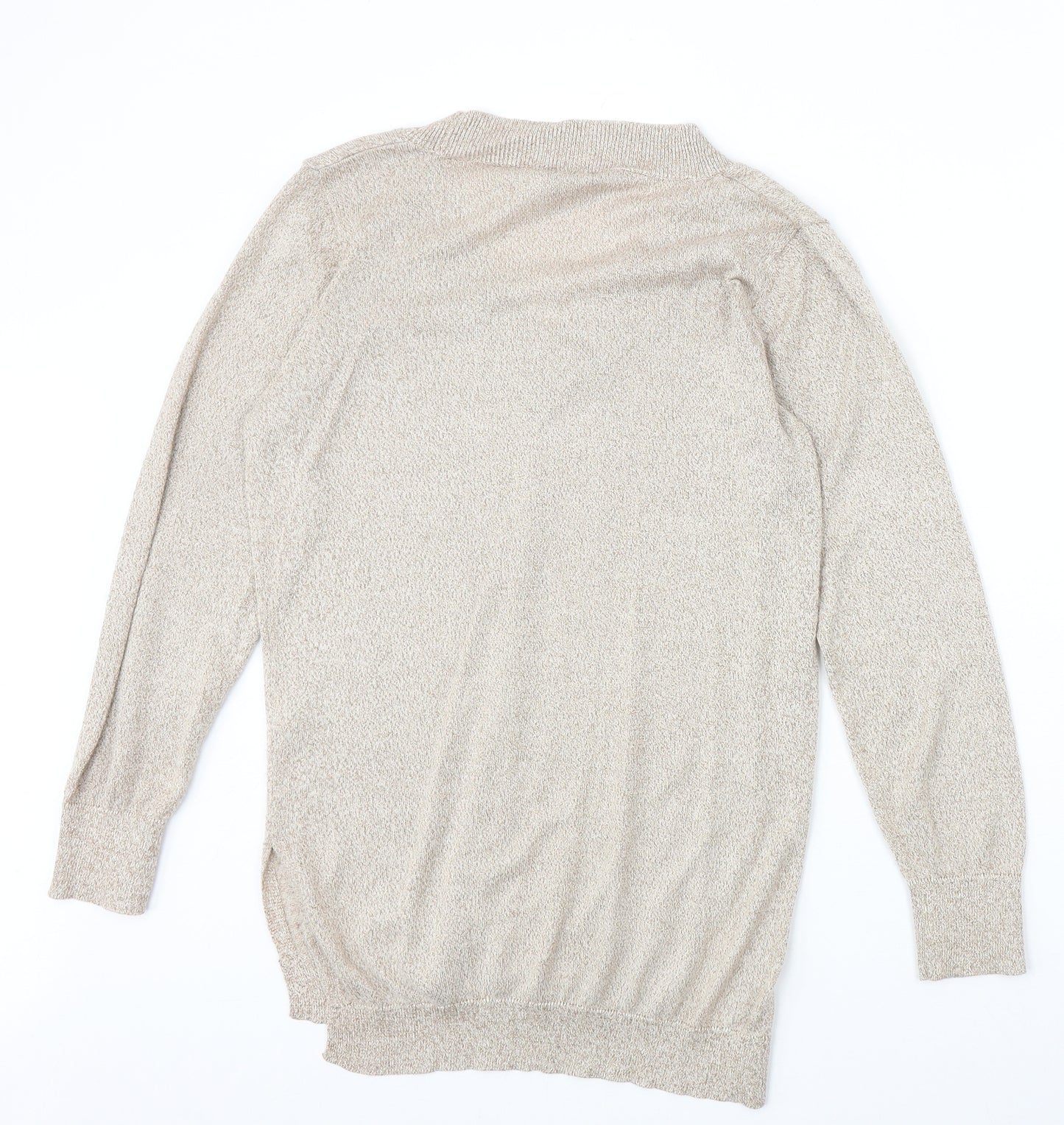 F&F Womens Beige V-Neck Viscose Pullover Jumper Size 12