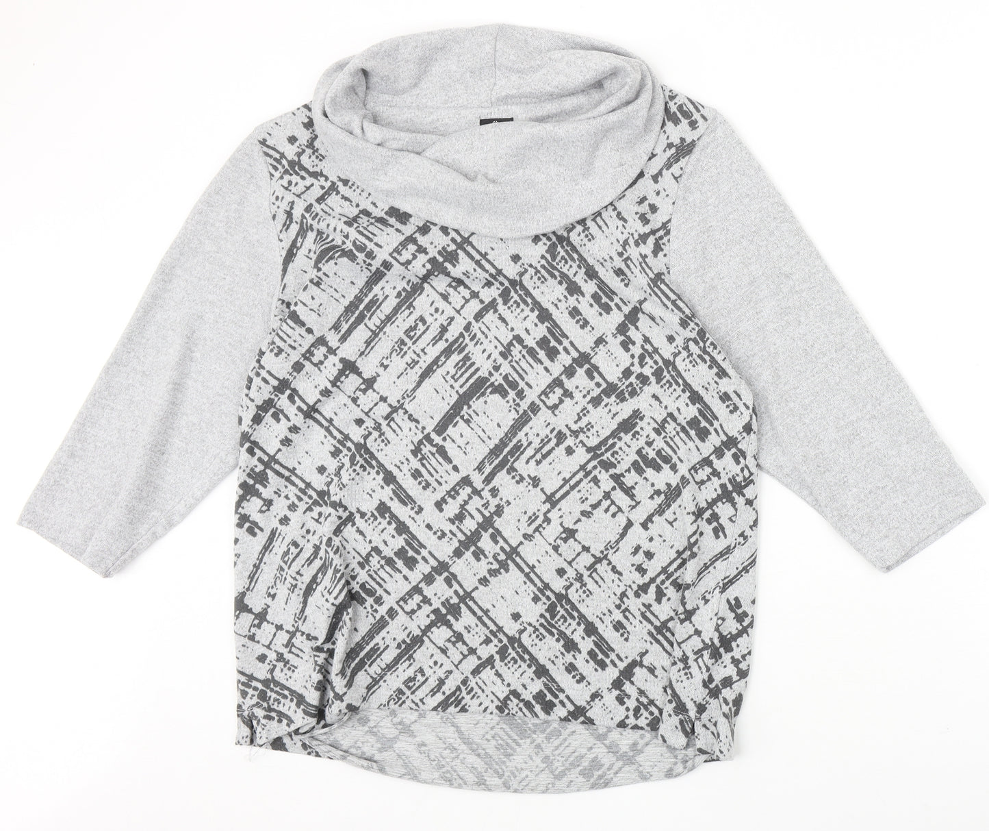 Tigi Womens Grey Roll Neck Geometric Polyester Pullover Jumper Size 14