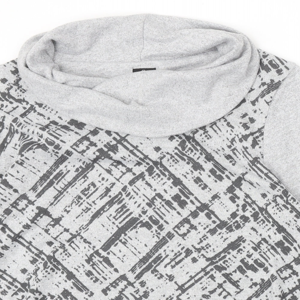 Tigi Womens Grey Roll Neck Geometric Polyester Pullover Jumper Size 14