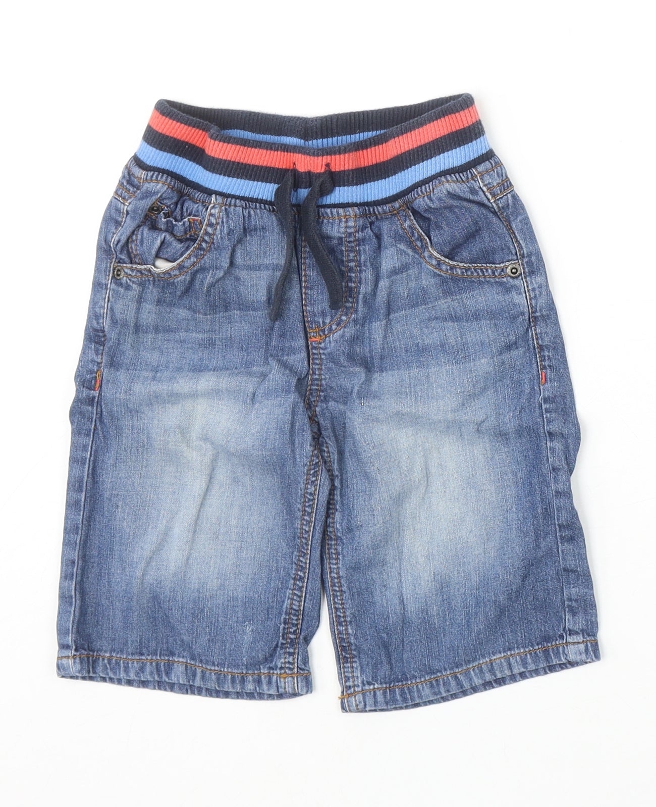 Mini Club Boys Blue 100% Cotton Bermuda Shorts Size 4-5 Years Regular Drawstring