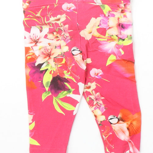 Ted Baker Girls Pink Floral Cotton Jogger Leggings Size 0-3 Months Pullover
