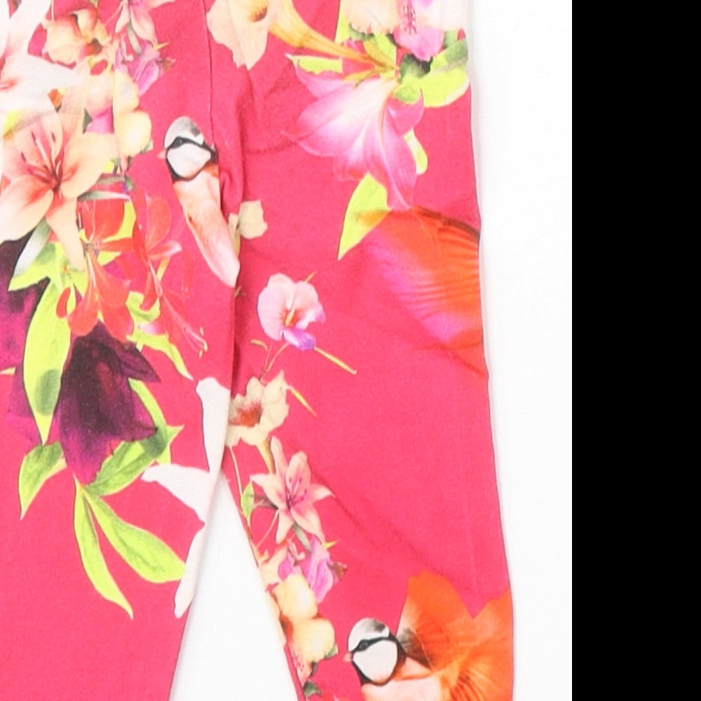 Ted Baker Girls Pink Floral Cotton Jogger Leggings Size 0-3 Months Pullover