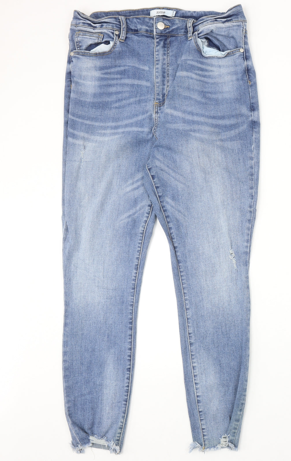 JustFab Womens Blue Cotton Straight Jeans Size 34 in Regular Zip