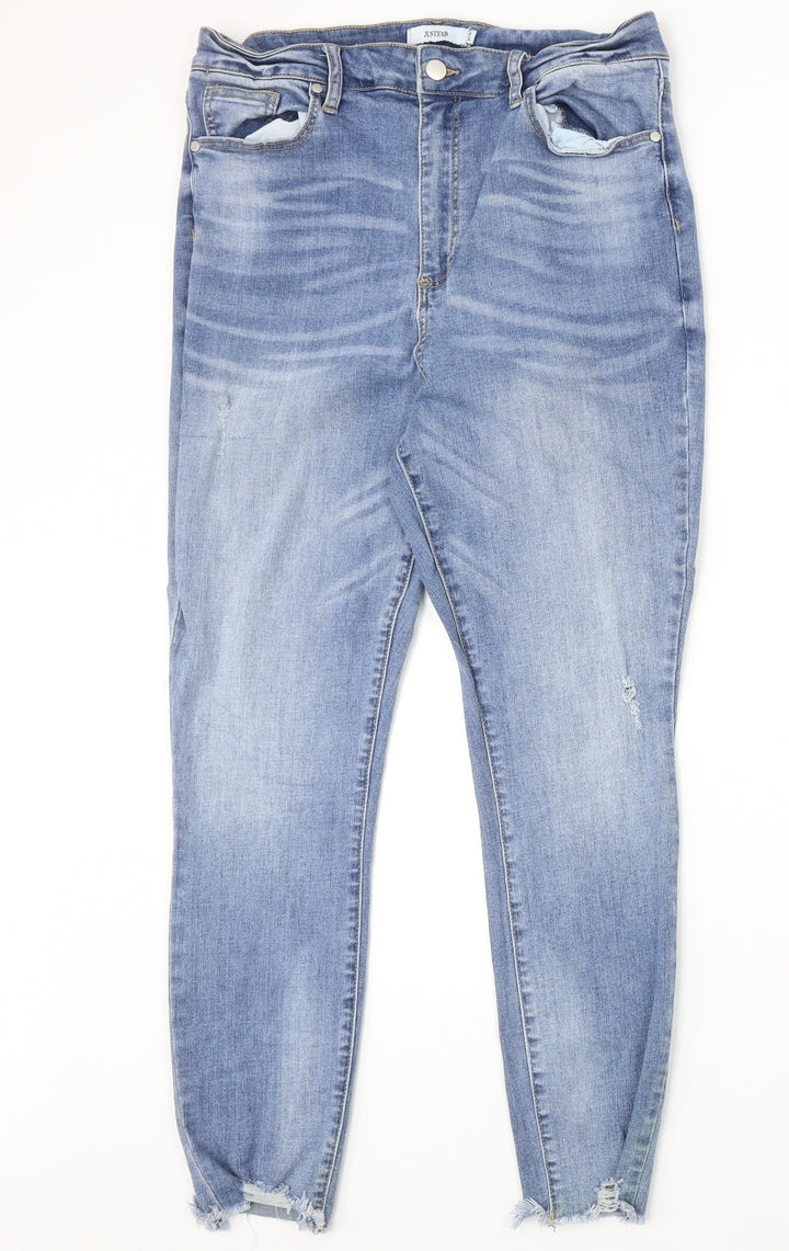 JustFab Womens Blue Cotton Straight Jeans Size 34 in Regular Zip