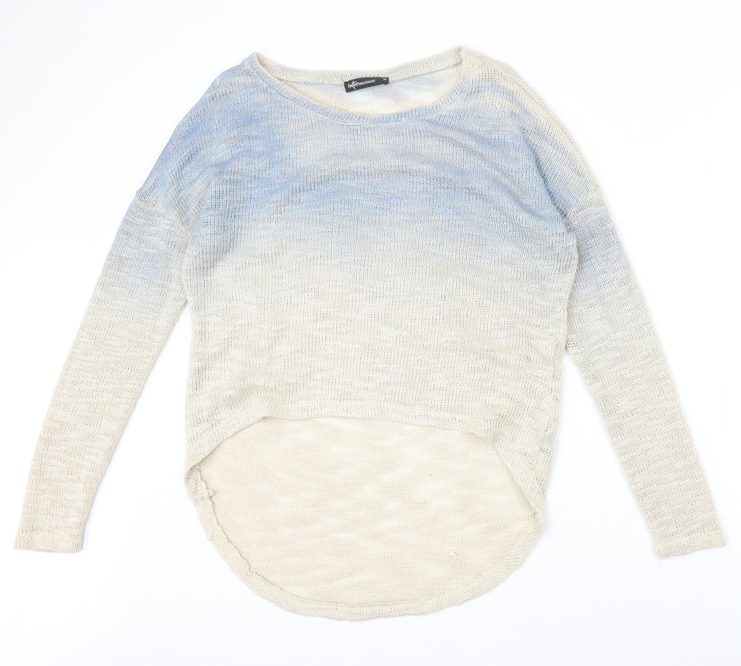 Internacionale Womens Beige Round Neck Acrylic Pullover Jumper Size M