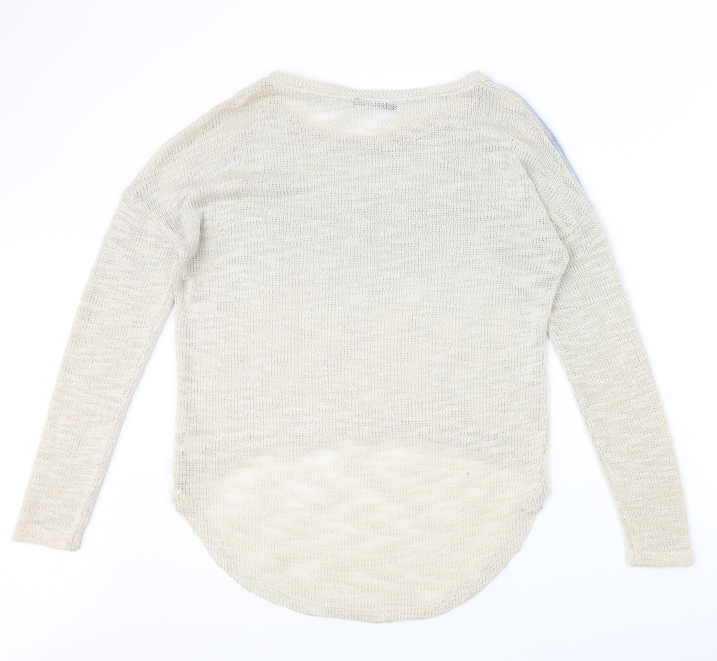 Internacionale Womens Beige Round Neck Acrylic Pullover Jumper Size M