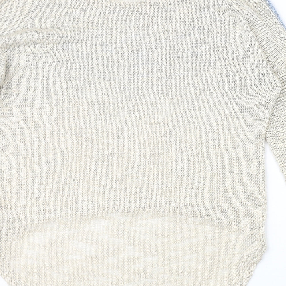 Internacionale Womens Beige Round Neck Acrylic Pullover Jumper Size M