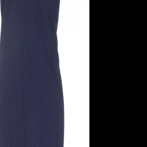 PRETTYLITTLETHING Womens Blue Polyester Bodycon Size 4 V-Neck Pullover - Ribbed
