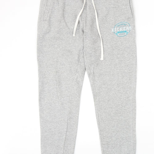 Kickers Womens Grey Cotton Sweatpants Trousers Size 10 Regular Drawstring