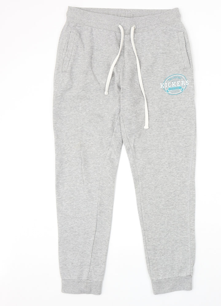Kickers Womens Grey Cotton Sweatpants Trousers Size 10 Regular Drawstring