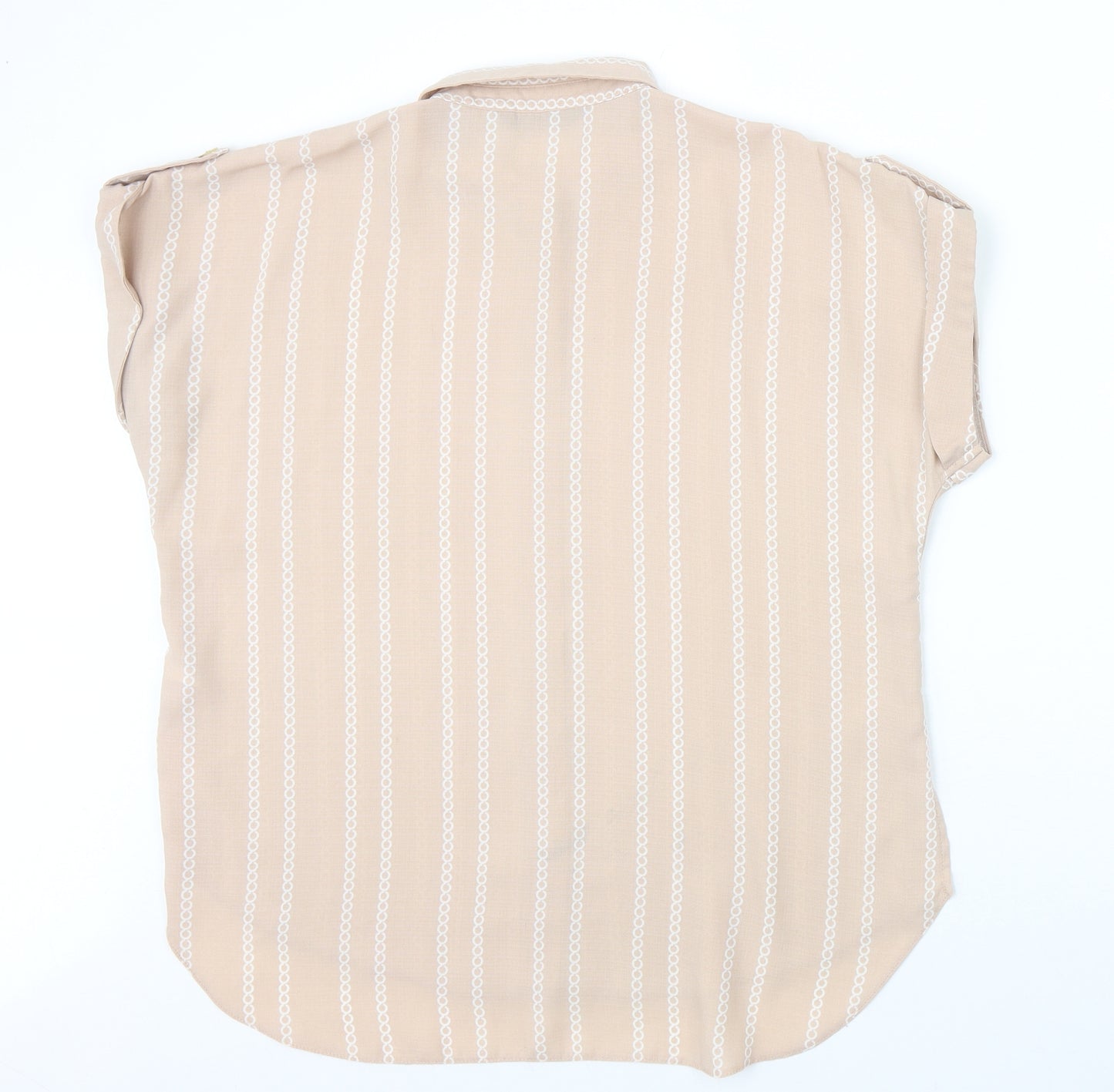 F&F Womens Pink Striped Polyester Basic Button-Up Size 12 Collared