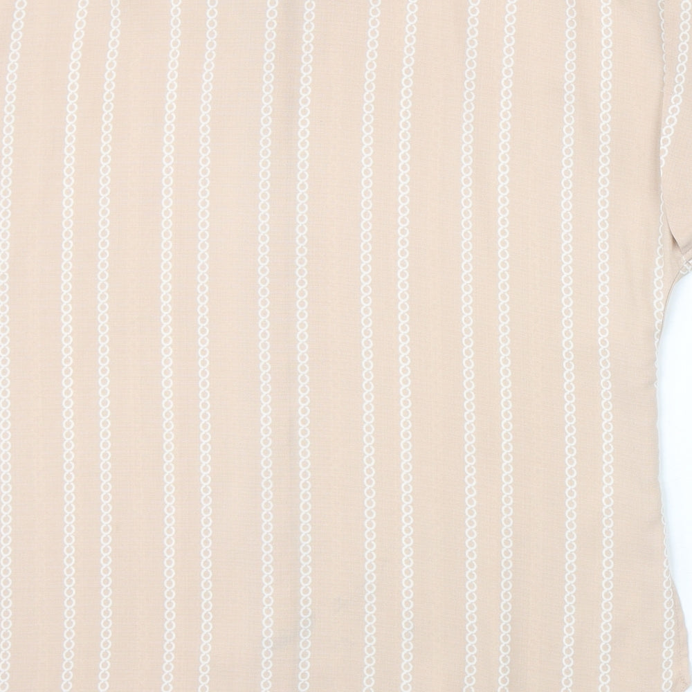 F&F Womens Pink Striped Polyester Basic Button-Up Size 12 Collared