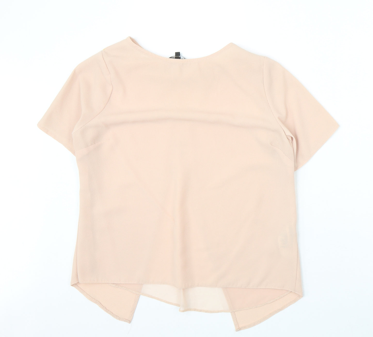 New Look Womens Pink Polyester Basic Blouse Size 10 Round Neck