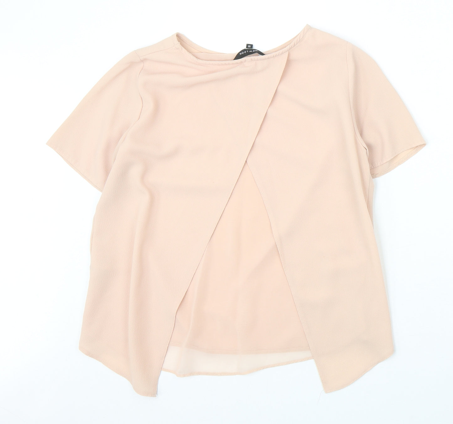 New Look Womens Pink Polyester Basic Blouse Size 10 Round Neck