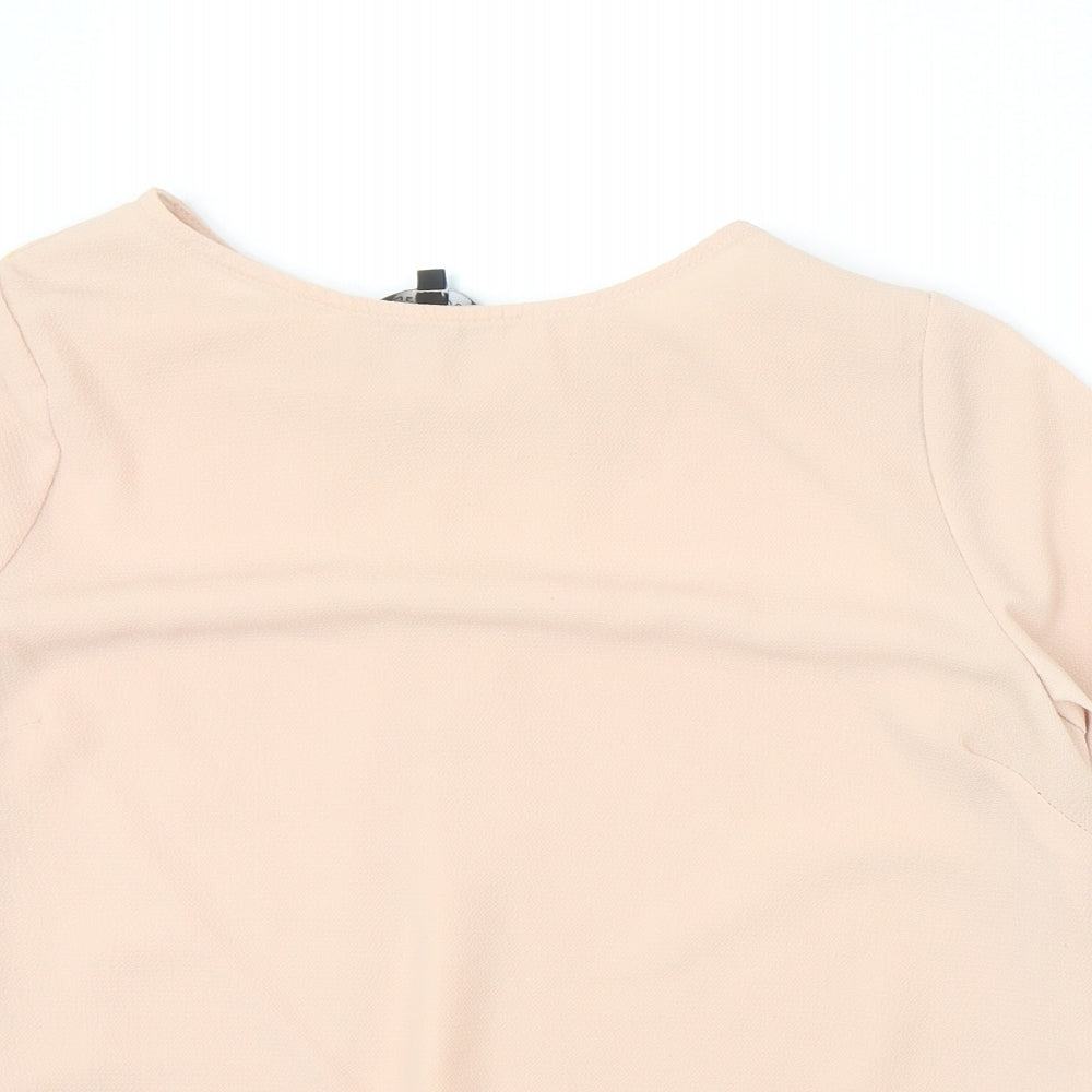 New Look Womens Pink Polyester Basic Blouse Size 10 Round Neck