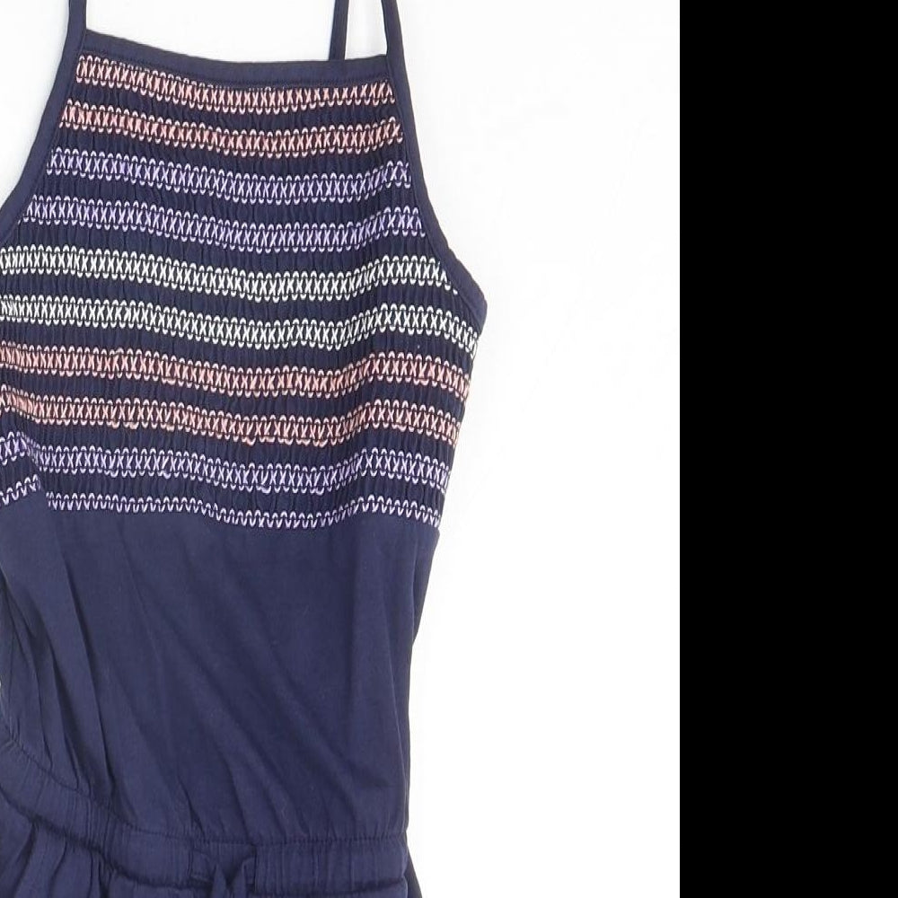Nutmeg Girls Blue 100% Cotton Playsuit One-Piece Size 7-8 Years Pullover