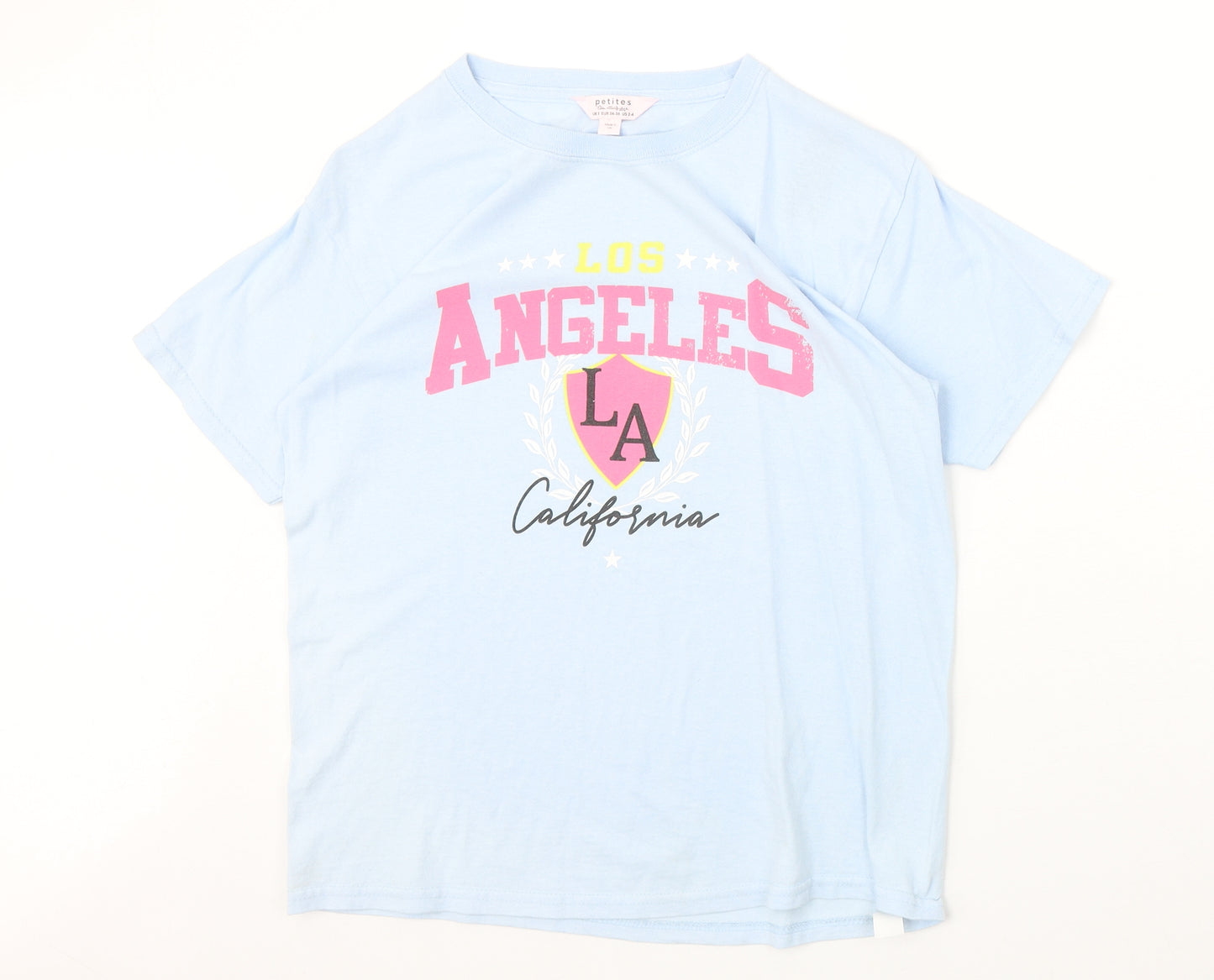 Miss Etam Womens Blue Polyester Basic T-Shirt Size S Round Neck - Los Angeles