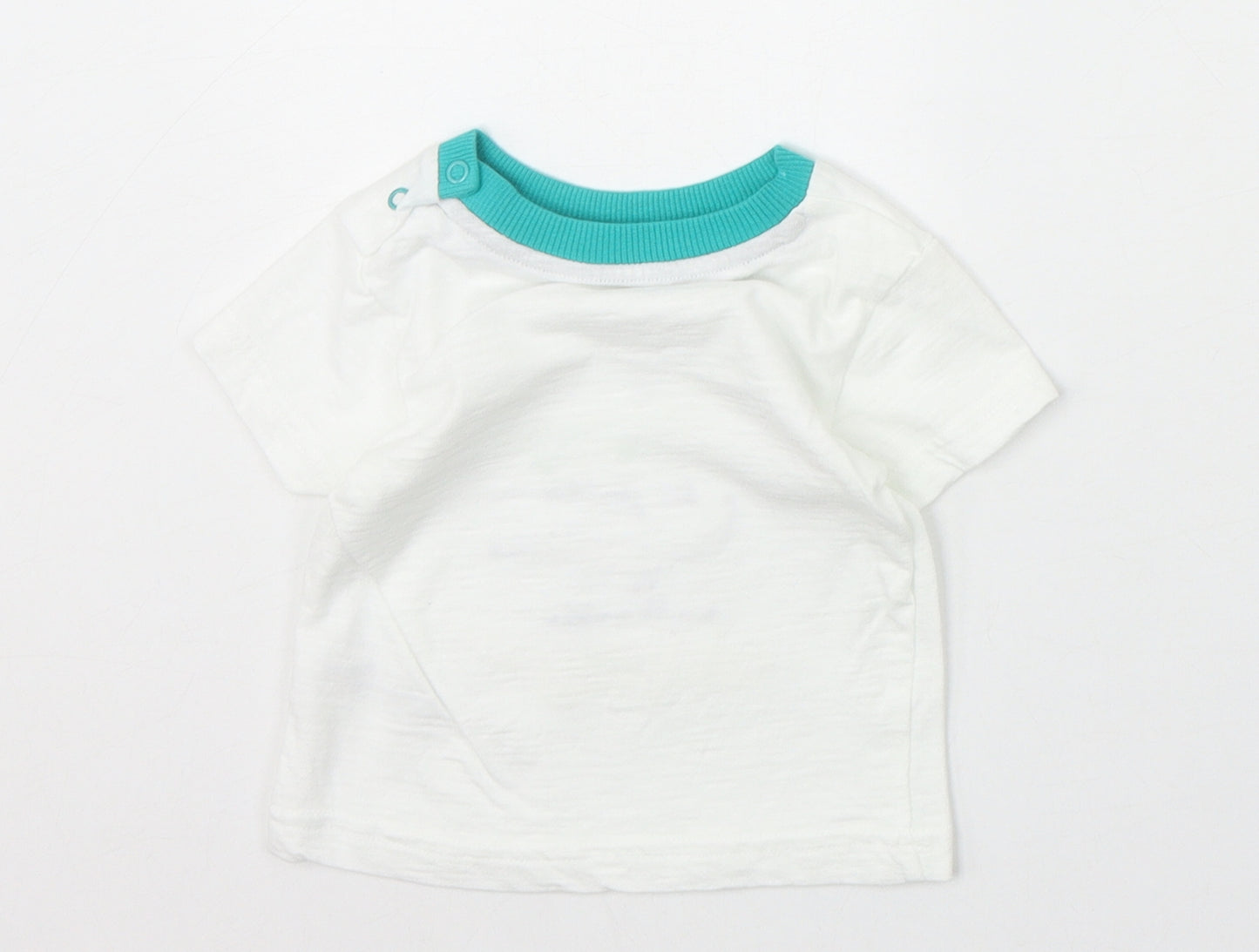 Nutmeg Boys White 100% Cotton Pullover T-Shirt Size 6-9 Months Boat Neck Pullover - Alligator