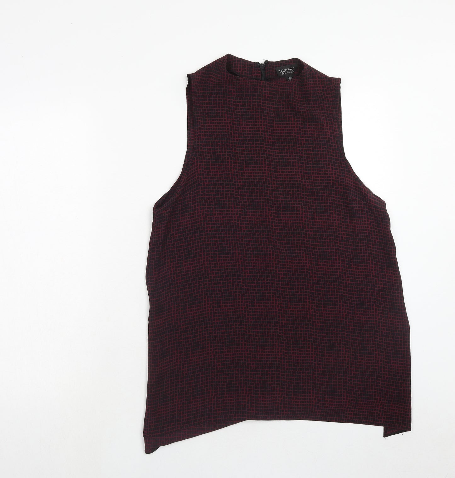 Topshop Womens Purple Geometric Polyester Tunic Tank Size 10 Round Neck