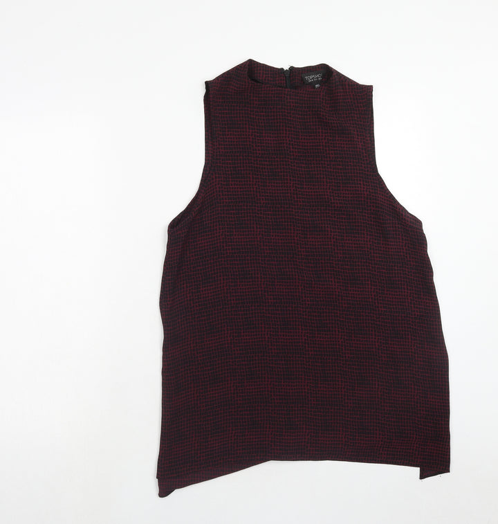 Topshop Womens Purple Geometric Polyester Tunic Tank Size 10 Round Neck