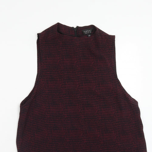 Topshop Womens Purple Geometric Polyester Tunic Tank Size 10 Round Neck