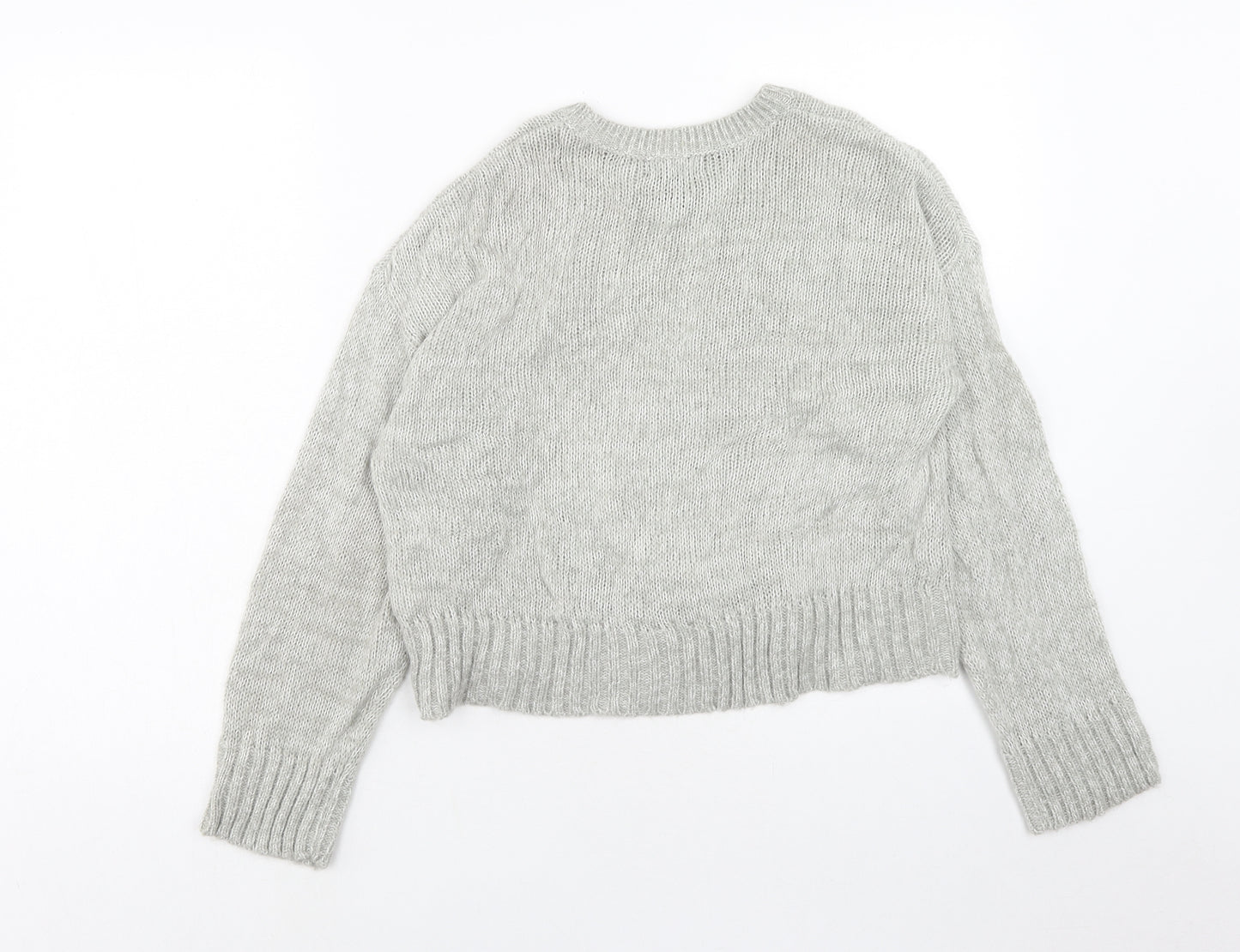New Look Womens Grey Round Neck Acrylic Pullover Jumper Size S