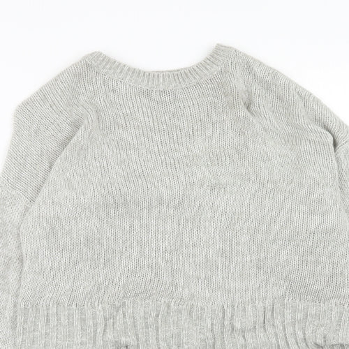 New Look Womens Grey Round Neck Acrylic Pullover Jumper Size S
