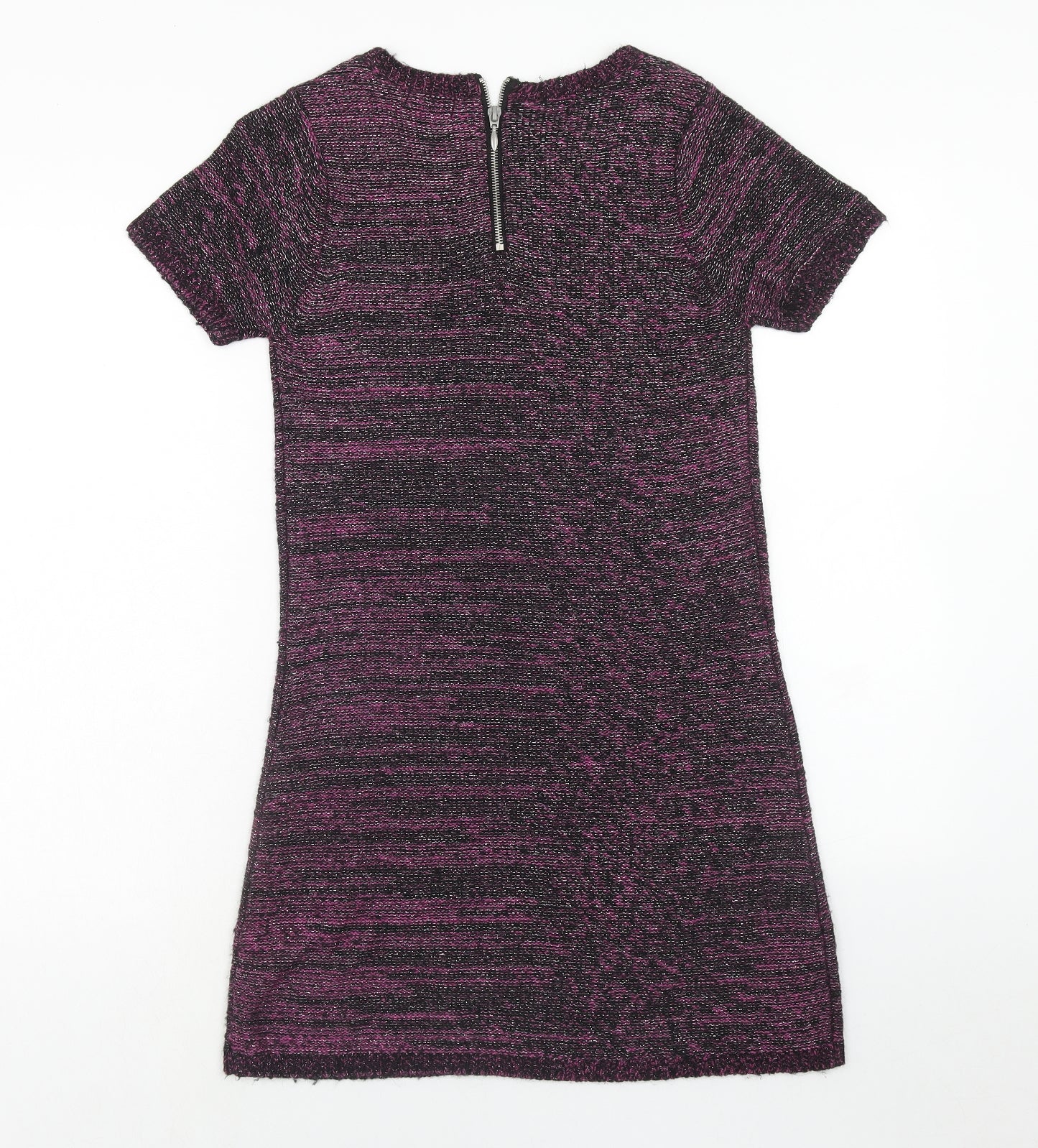 F&F Womens Purple Acrylic Mini Size 10 Boat Neck Zip
