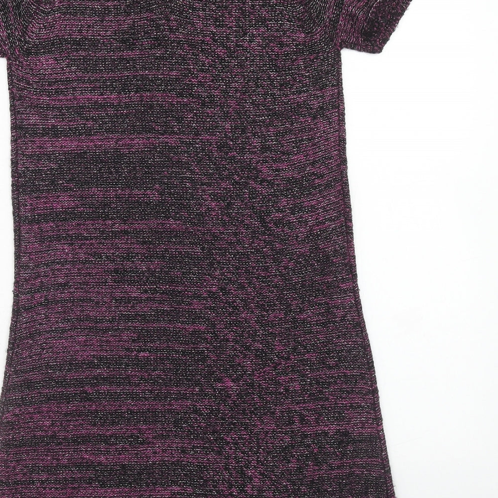 F&F Womens Purple Acrylic Mini Size 10 Boat Neck Zip