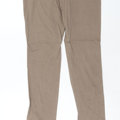 Mango Womens Brown Cotton Trousers Size 10 Regular Zip
