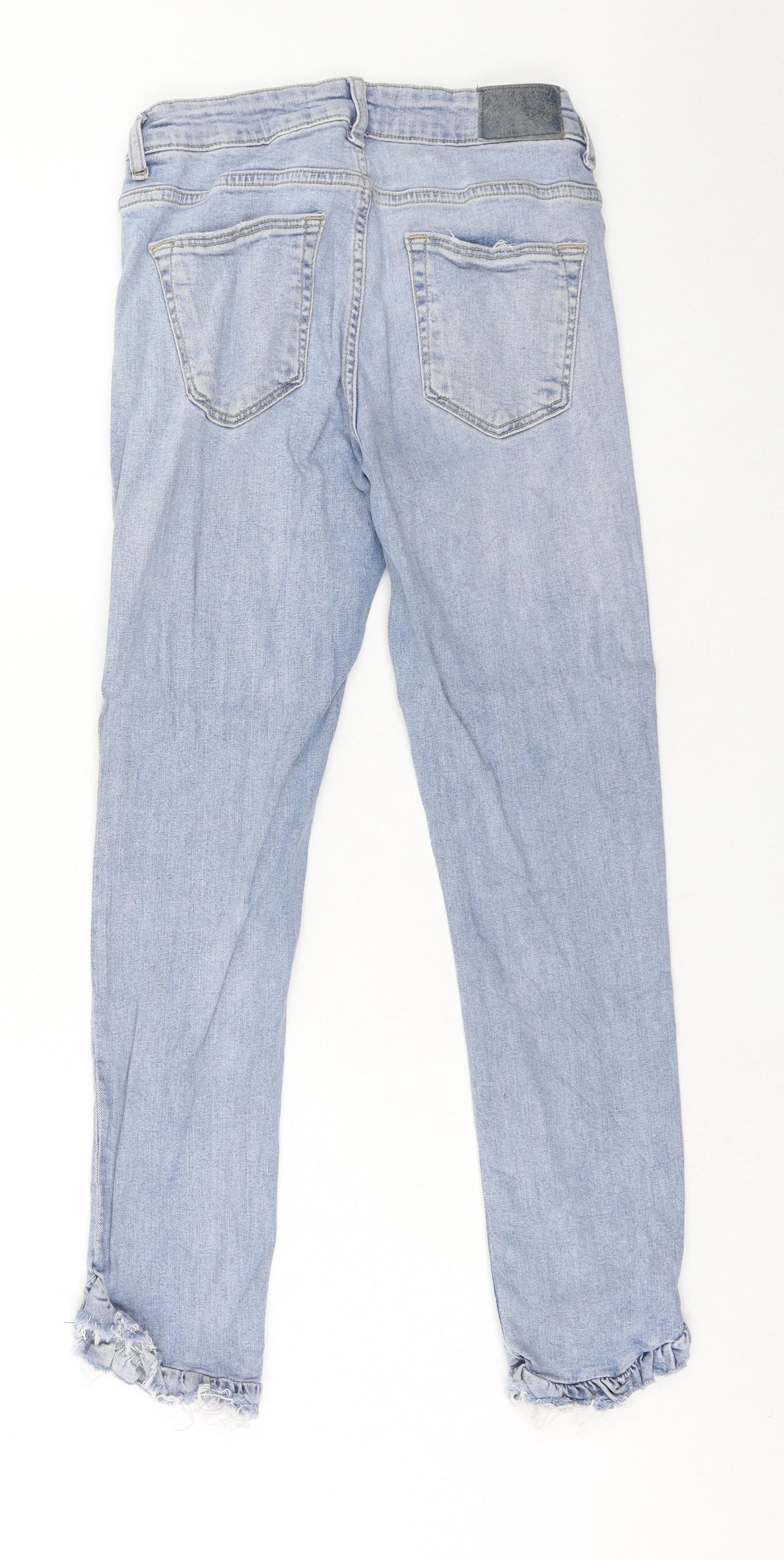 Zara Womens Blue Cotton Straight Jeans Size 8 Regular Zip