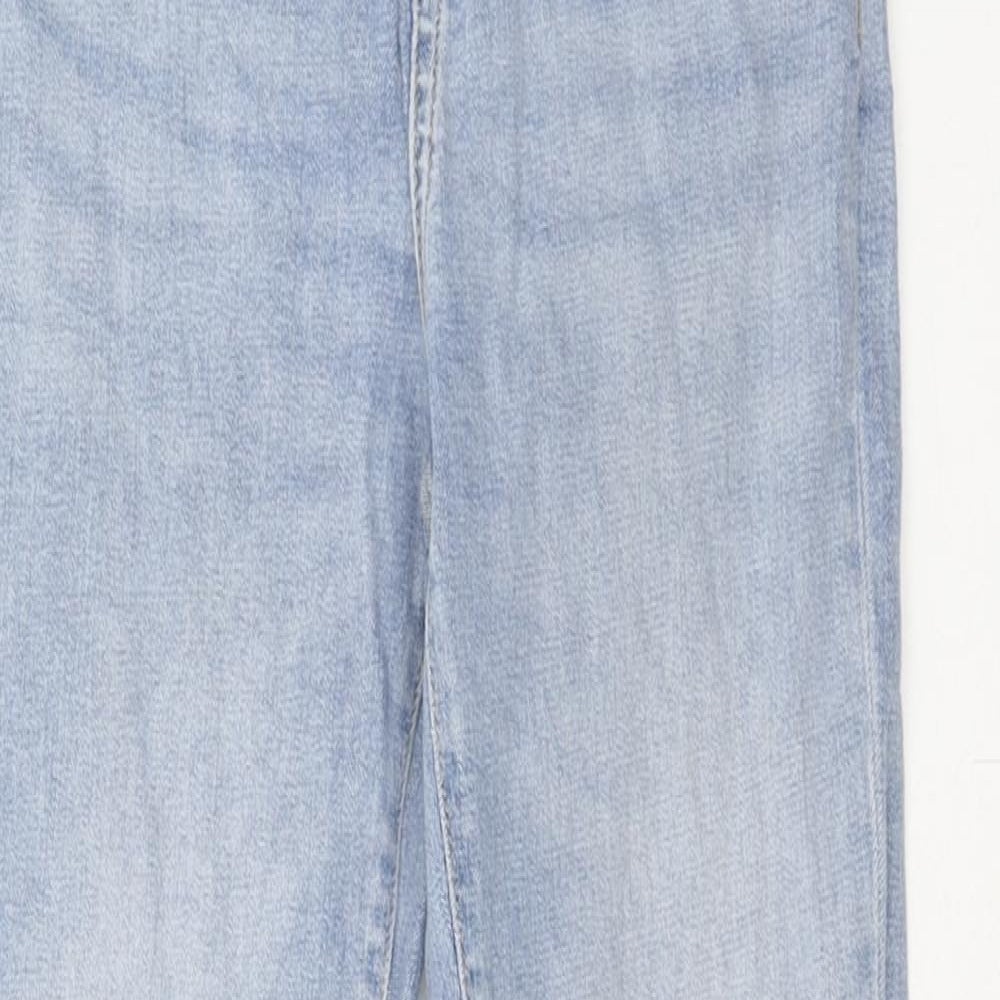 Zara Womens Blue Cotton Straight Jeans Size 8 Regular Zip