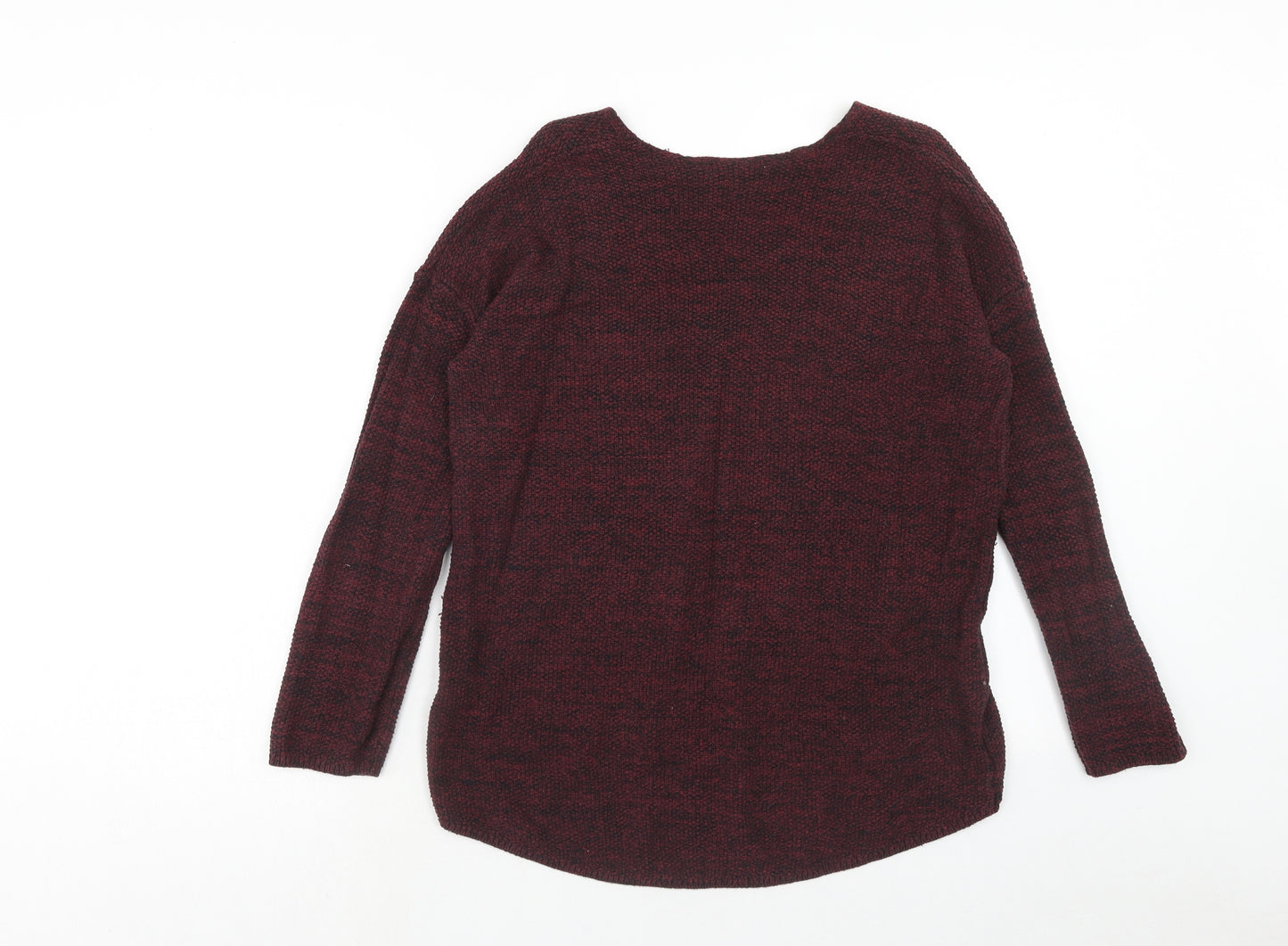 H&M Womens Red V-Neck Cotton Pullover Jumper Size S