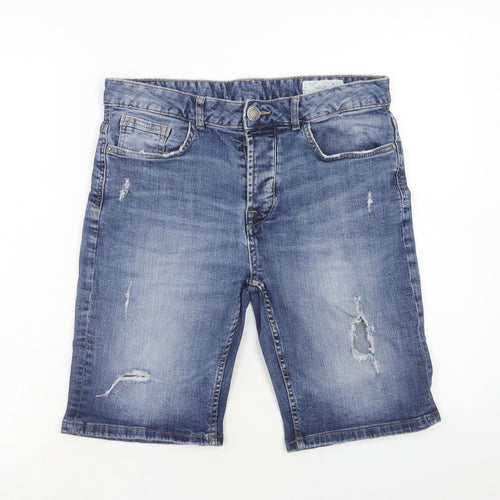 Denim & Co. Mens Blue Cotton Bermuda Shorts Size 32 in Regular Zip