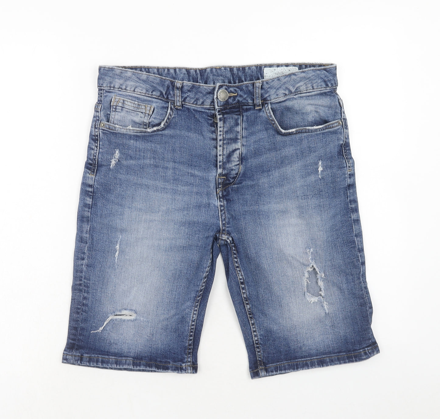 Denim & Co. Mens Blue Cotton Bermuda Shorts Size 32 in Regular Zip