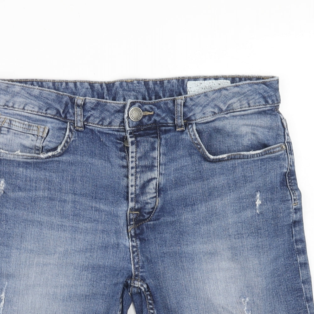Denim & Co. Mens Blue Cotton Bermuda Shorts Size 32 in Regular Zip