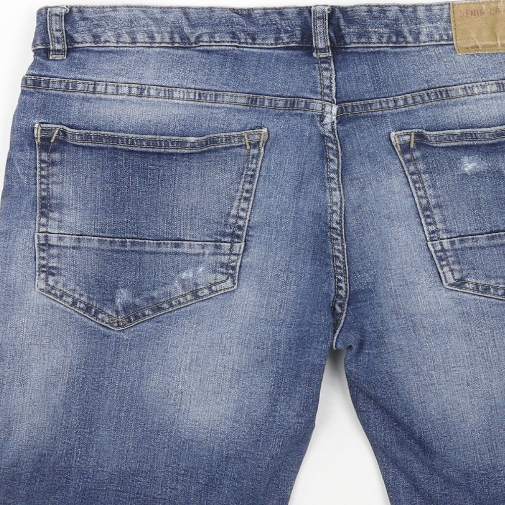Denim & Co. Mens Blue Cotton Bermuda Shorts Size 32 in Regular Zip