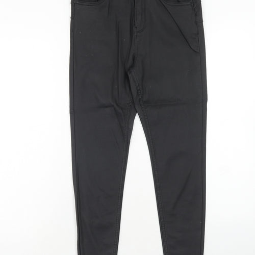 New Look Womens Black Viscose Trousers Size 12 Regular Zip