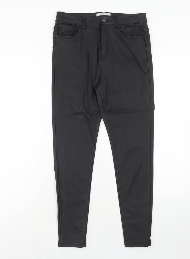 New Look Womens Black Viscose Trousers Size 12 Regular Zip