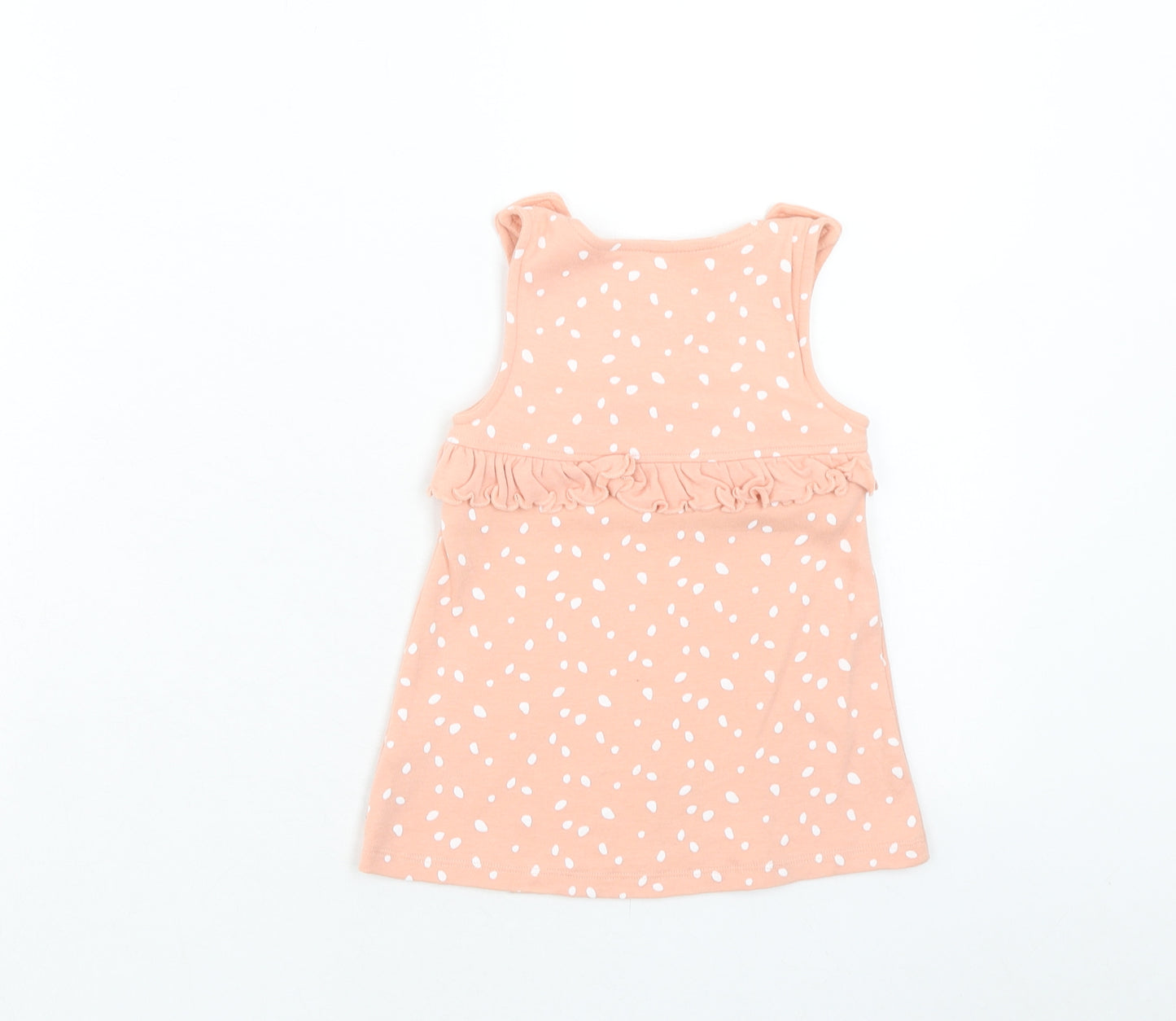 George Girls Pink Geometric Cotton A-Line Size 6-9 Months Round Neck Button - Bambi Disney