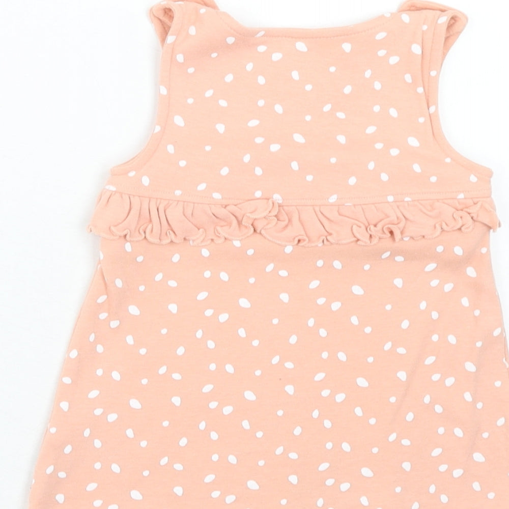 George Girls Pink Geometric Cotton A-Line Size 6-9 Months Round Neck Button - Bambi Disney