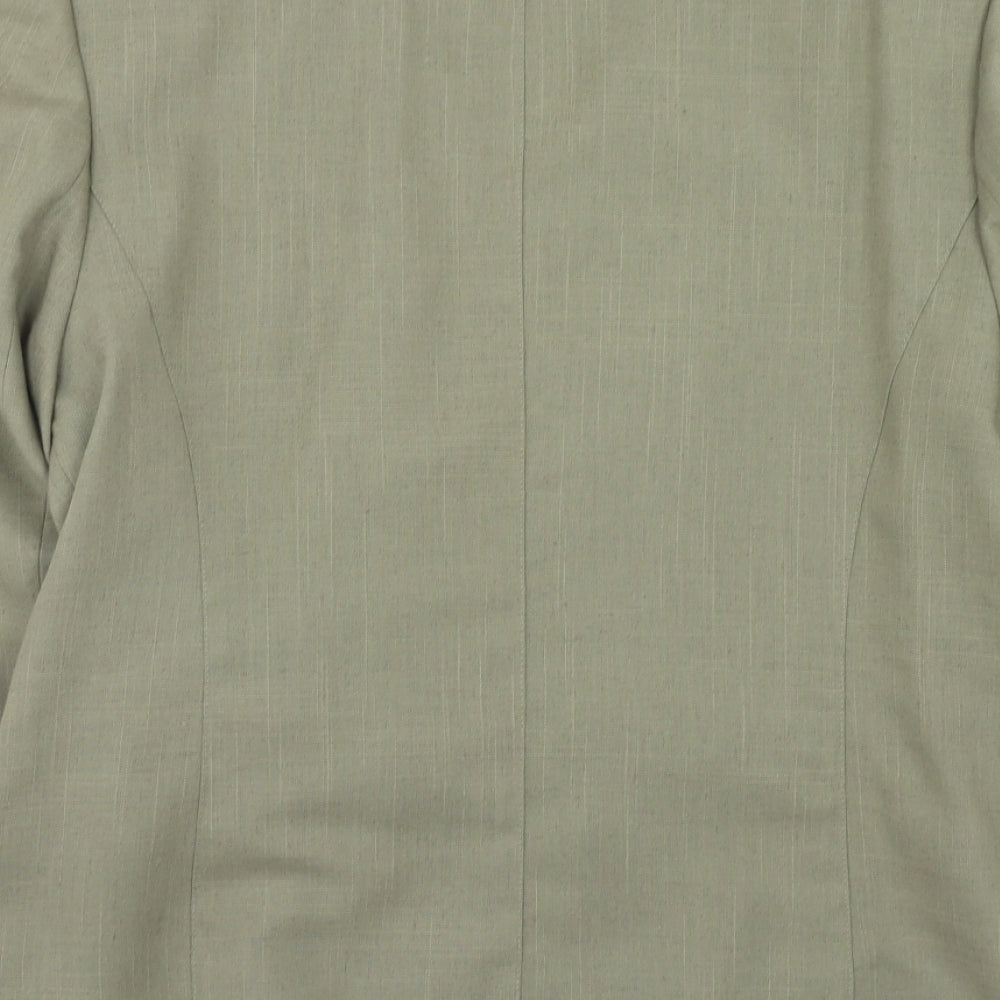 Michael H Womens Green Polyester Jacket Blazer Size 16