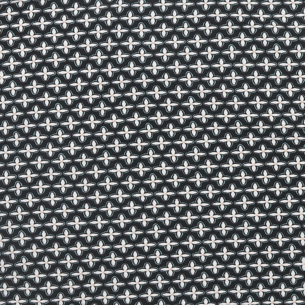 Marks and Spencer Womens Black Geometric Polyester Basic Blouse Size 10 V-Neck